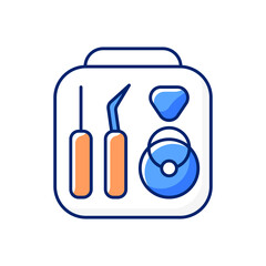 Phone repair kit RGB color icon. Renovate toolkit inside box. Do it yourself adjustment. Tools for repairing mobile devices. Isolated vector illustration. Simple filled line drawing