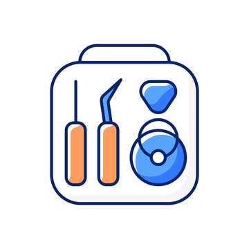 recommend clip art: Phone repair kit RGB color icon. Renovate toolkit inside box. Do it yourself adjustment. Tools for repairing mobile devices. Isolated vector illustration. Simple filled line drawing