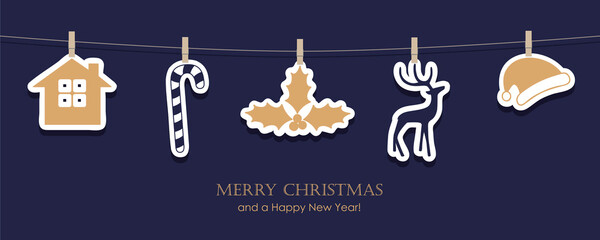 hanging christmas decoration candy cane deer berry santa hat