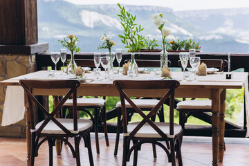 Boho wedding chair with eco decor for guests.