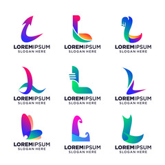 set of Letter L logo vector illustration, Design inspiration. Colorful icons