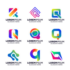 set of Letter Q logo vector illustration, Design inspiration. Colorful icons