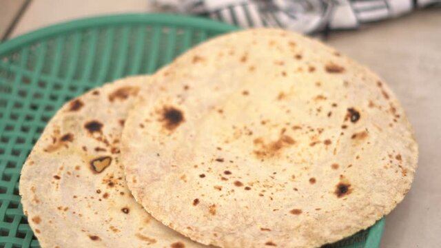 Closeup shot of roti, an Indian food