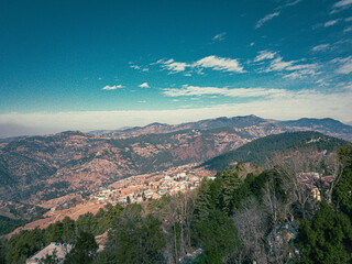 Murree, Punjab, Pakistan - August, 24, 2019: A view from the balcony of Deans Hotel, Murree, Mall...