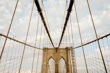 Fototapeta premium Architectural details of the Brooklyn Bridge, in New York City
