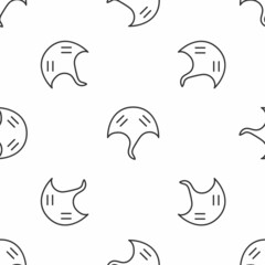 Grey line Stingray icon isolated seamless pattern on white background. Vector.