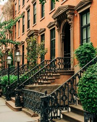 Fototapeta na wymiar Brownstones in the West Village, in Manhattan, New York City