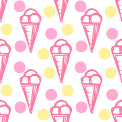ice cream dessert summer seamless colored background vector