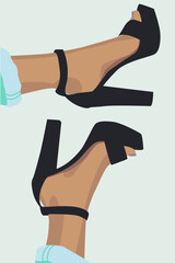 female legs in the style of minimalism in black shoes