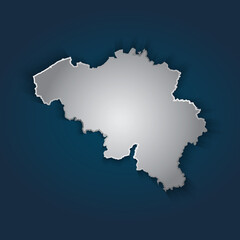 Obraz premium Belgium map 3D metallic silver with chrome, shine gradient on dark blue background. Vector illustration EPS10.