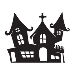 Ghost house vector. ghost castle silhouette for decorating Halloween cards