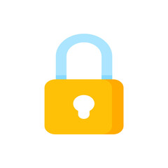 yellow padlock for locking the information on the computer data encryption concept