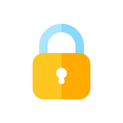 yellow padlock for locking the information on the computer data encryption concept