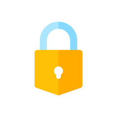 yellow padlock for locking the information on the computer data encryption concept