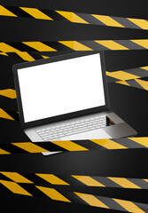 laptop with danger strip for your product display
