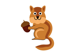 ドングリを持ったリスのイラスト