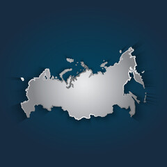 Fototapeta premium Russia map 3D metallic silver with chrome, shine gradient on dark blue background. Vector illustration EPS10.