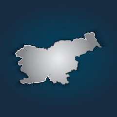 Fototapeta premium Slovenia map 3D metallic silver with chrome, shine gradient on dark blue background. Vector illustration EPS10.