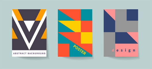 Set of posters, abstract geometric backgrounds for cover of brochure