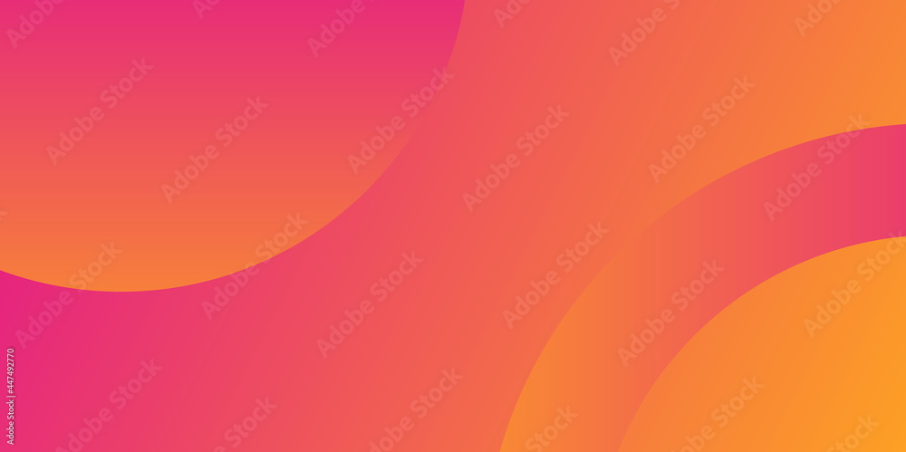 Wall mural geometric background with abstract circle shapes and modern bright orange gradient colour. vector mu