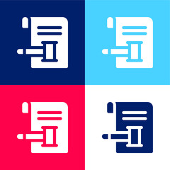 Auction blue and red four color minimal icon set