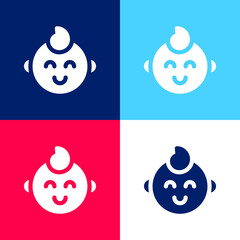 Baby Boy blue and red four color minimal icon set