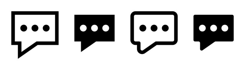 Speech bubble icon set. SMS message or comment icons. Flat style vector symbols.