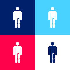 Amputee blue and red four color minimal icon set