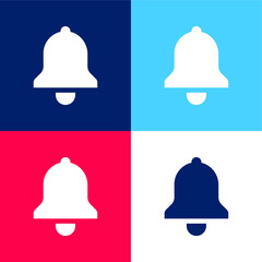 Bell blue and red four color minimal icon set