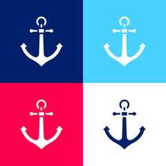 Anchor blue and red four color minimal icon set