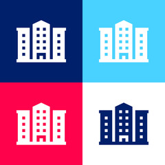 Fototapeta premium Apartment blue and red four color minimal icon set