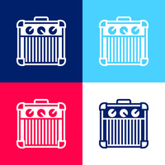 Amplifier blue and red four color minimal icon set