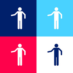 Basic Silhouette blue and red four color minimal icon set
