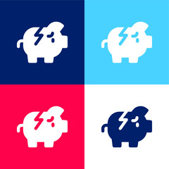 Bankrupt blue and red four color minimal icon set
