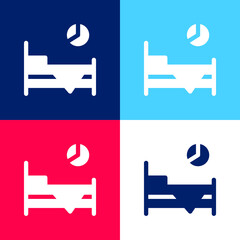 Bedtime blue and red four color minimal icon set