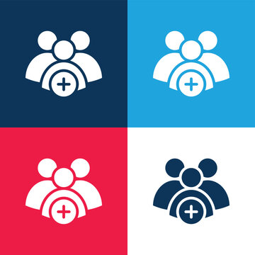Add Group blue and red four color minimal icon set