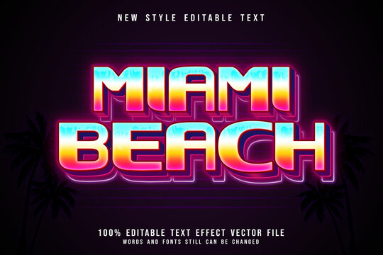 miami beach editable text effect 3 Dimension emboss retro style