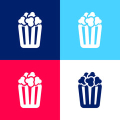 Box Of Popcorn blue and red four color minimal icon set