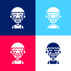 Boy blue and red four color minimal icon set