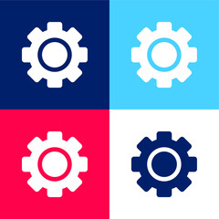 Big Gear blue and red four color minimal icon set