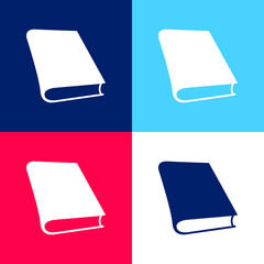 Book For Study Reading blue and red four color minimal icon set