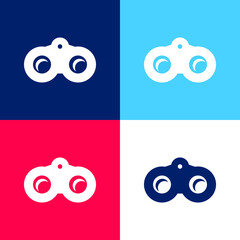 Binoculars blue and red four color minimal icon set