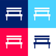 Bench blue and red four color minimal icon set