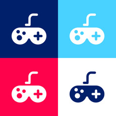 Antique Gamepad blue and red four color minimal icon set