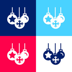 Baubles blue and red four color minimal icon set