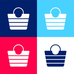 Bag blue and red four color minimal icon set