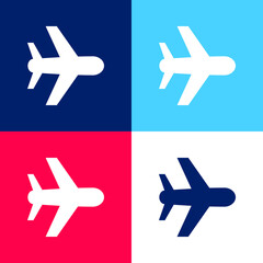 Aeroplane blue and red four color minimal icon set