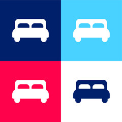 Bed blue and red four color minimal icon set