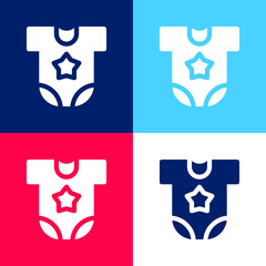 Baby Clothing blue and red four color minimal icon set