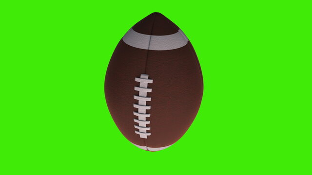 Rugby ball spinning on a green screen. 3d rendering